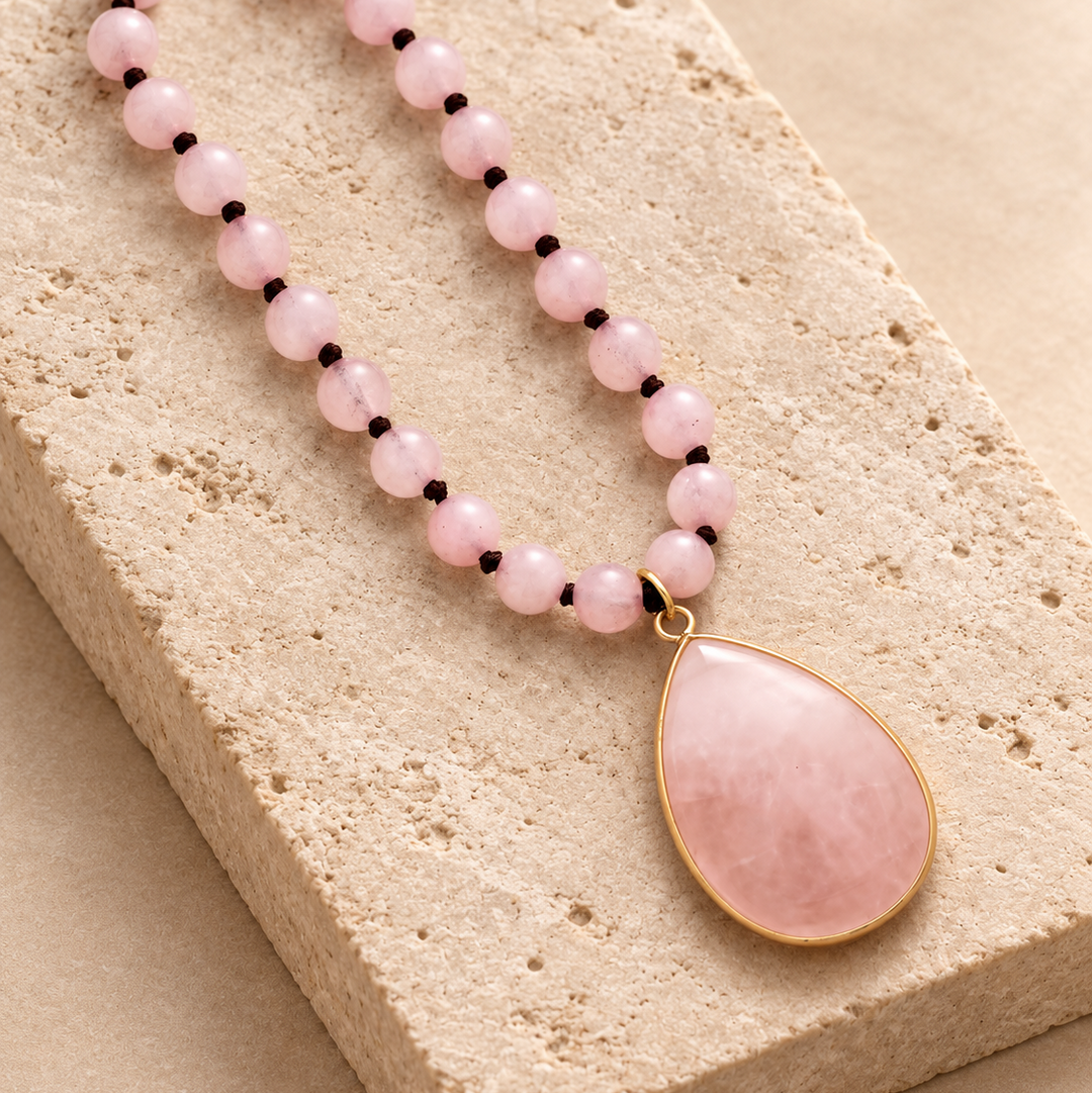 Collana in quarzo rosa naturale