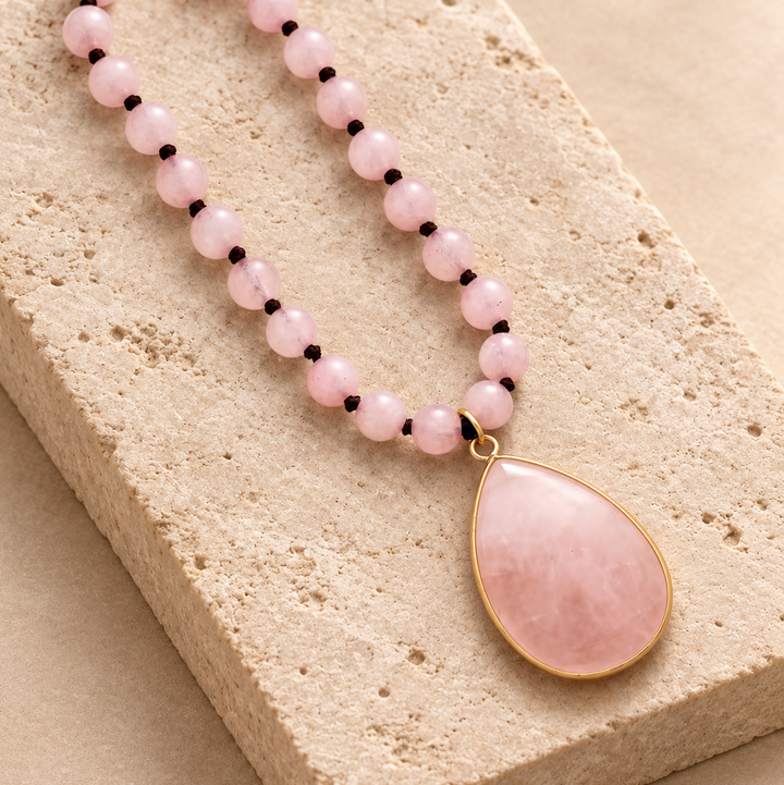 Collana in quarzo rosa naturale