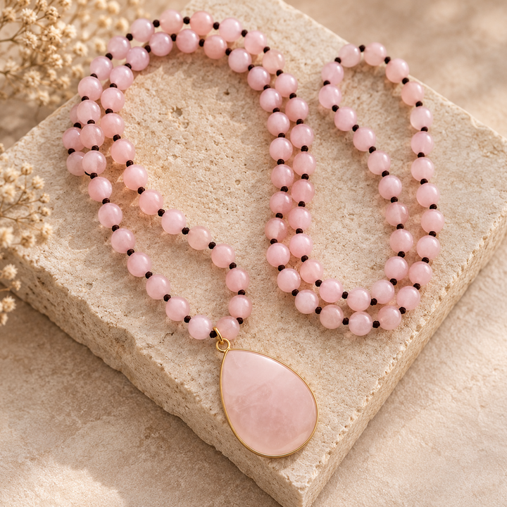 Collana in quarzo rosa naturale