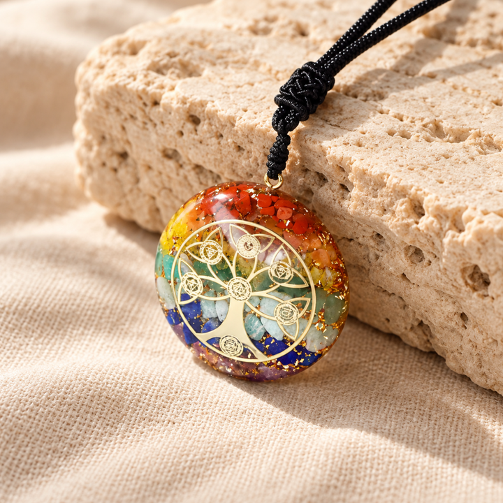 Collana con albero della vita e chakra di orgone