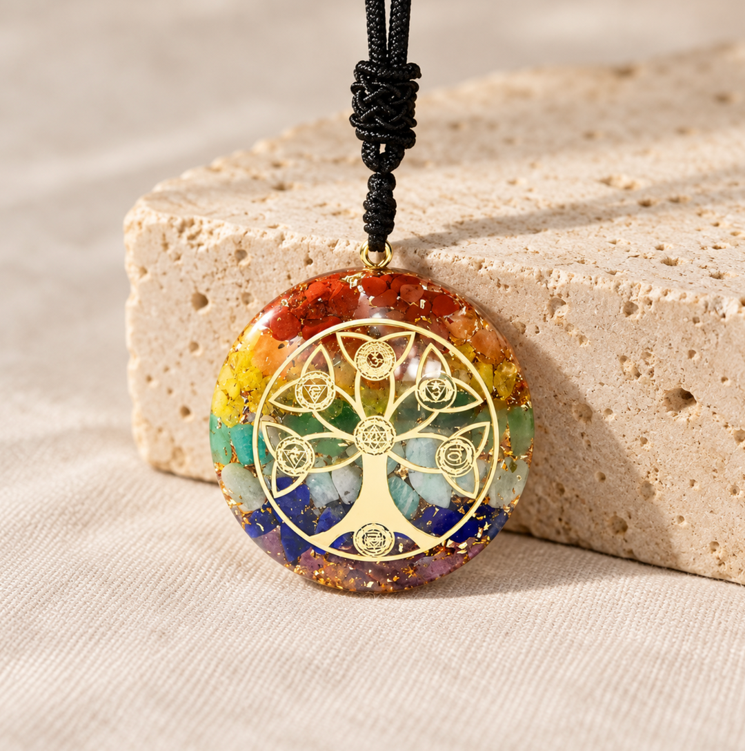 Collana con albero della vita e chakra di orgone