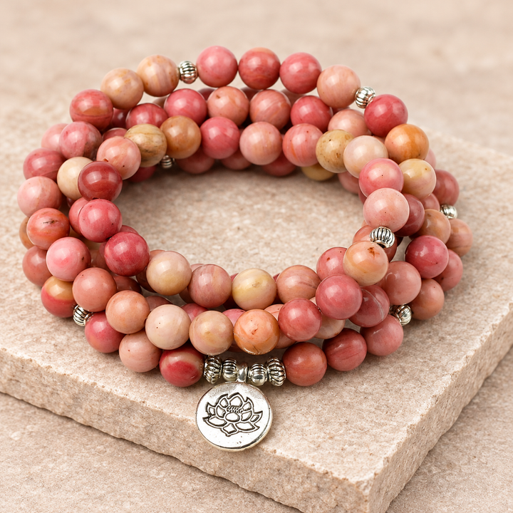 Collana Mala in Rodonite - Amore