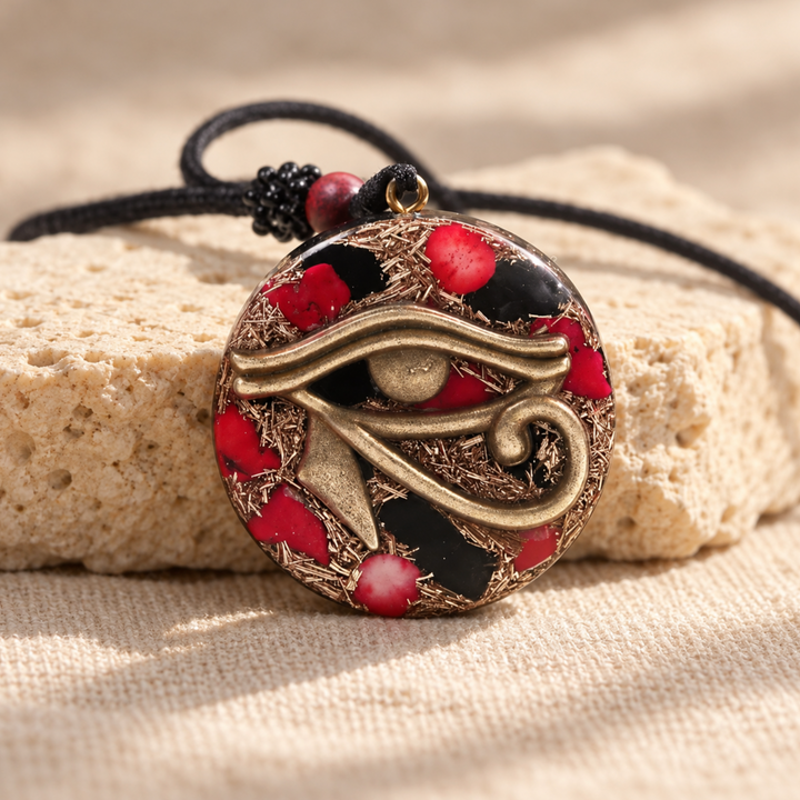 Collana Occhio di Orgone con Corallo Rosso