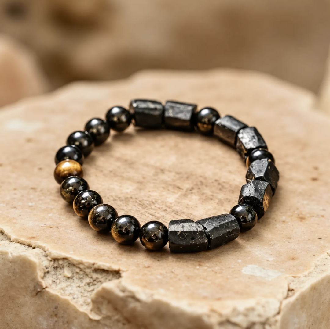 Bracciale di Protezione Tormalina Nera e Ossidiana