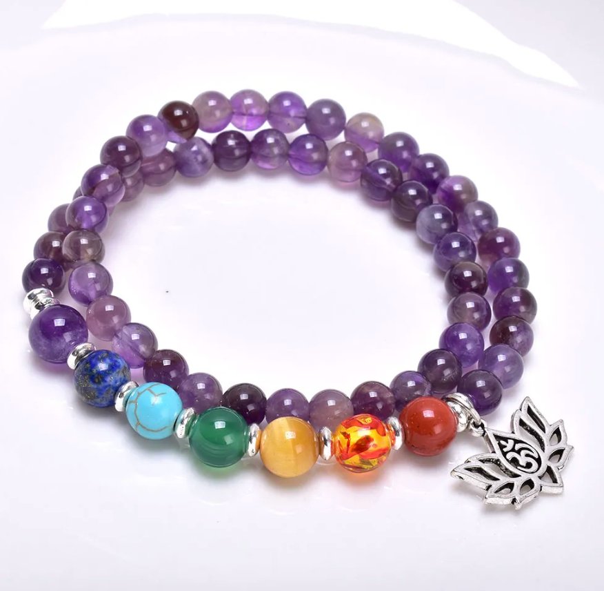 7 Chakra Amethyst - Kette - LAMIVA.de - Yoga Schmuck - Spiritualität
