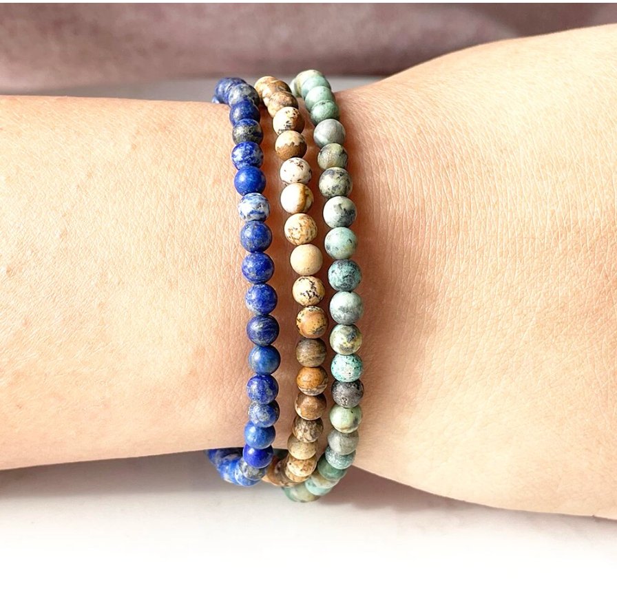 Lapis Edelstein Mini - Armband Set - LAMIVA.de - Yoga Schmuck - Spiritualität